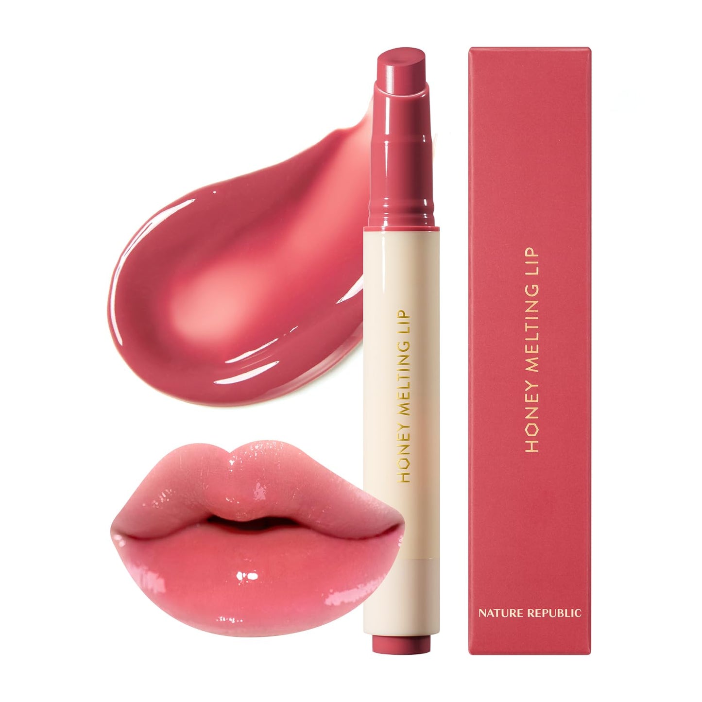 Nature Republic HONEY MELTING LIP (02 FIG) SOFT LIP STICK, Hydrating Gloss, Moisturizing balms, Sheer tint, Shine & Nude, Glowy Finish, korean make up