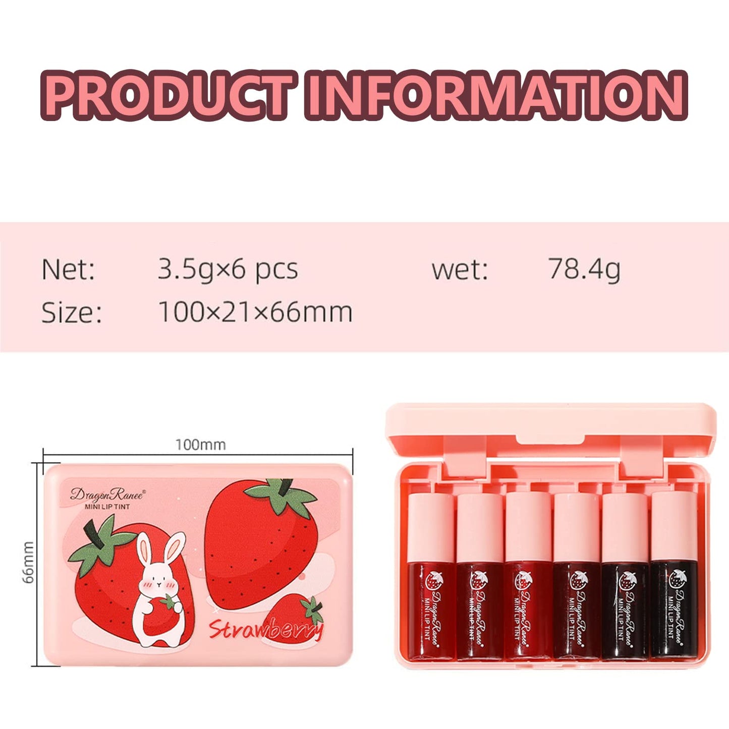 Eakroo 6 Colors Lip Tint Stain Mini Liquid Lipstick, Korean Lip Gloss Moisturizing Natural, Multi-Use Lip and Cheek Tint