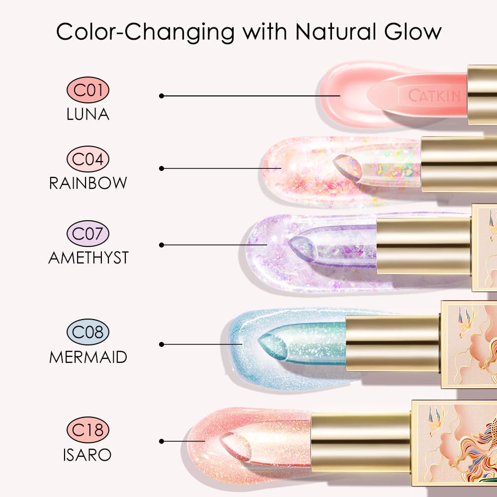 CATKIN Lip Balm Tinted Color Changing Lipstick Ultra Hydrating Lip Moistrurizer Chapstick with Vitamin E Nourishing For Cracked & Dry Lips 0.12 oz C07 Amethyst