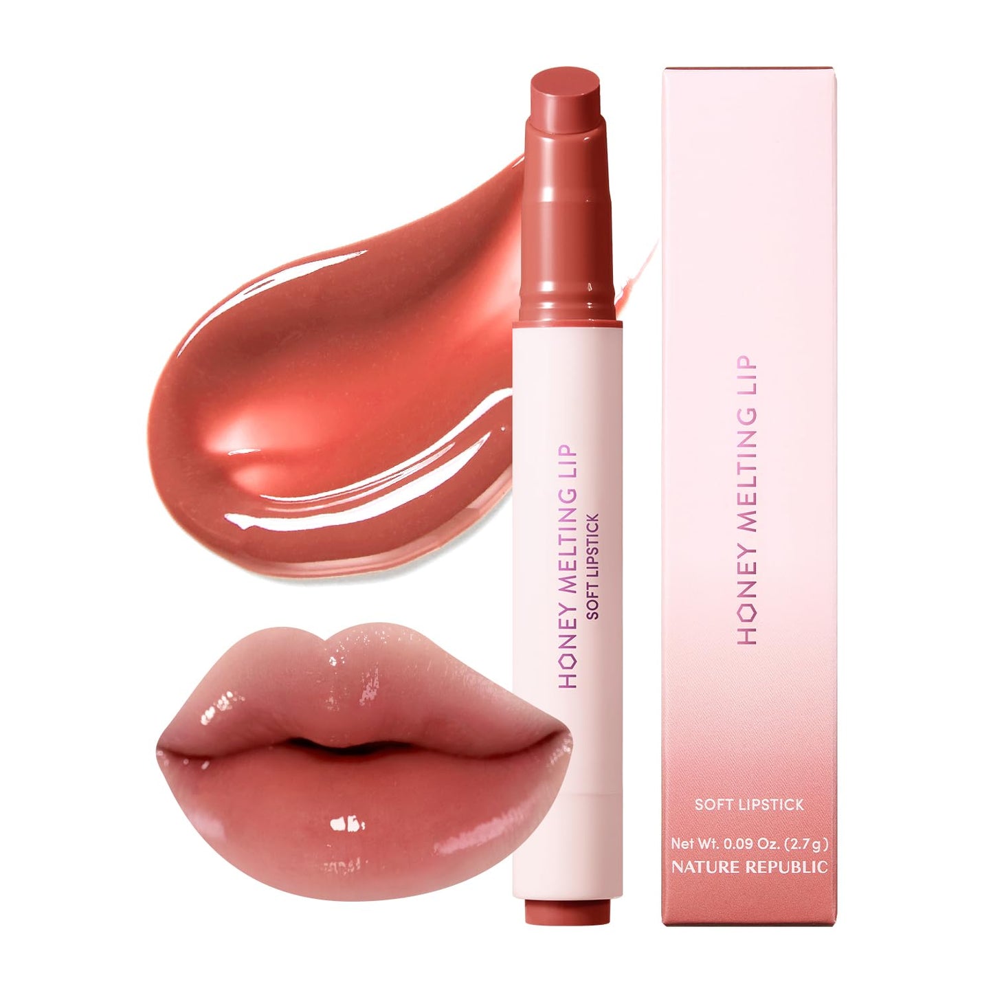 Nature Republic HONEY MELTING LIP (02 FIG) SOFT LIP STICK, Hydrating Gloss, Moisturizing balms, Sheer tint, Shine & Nude, Glowy Finish, korean make up