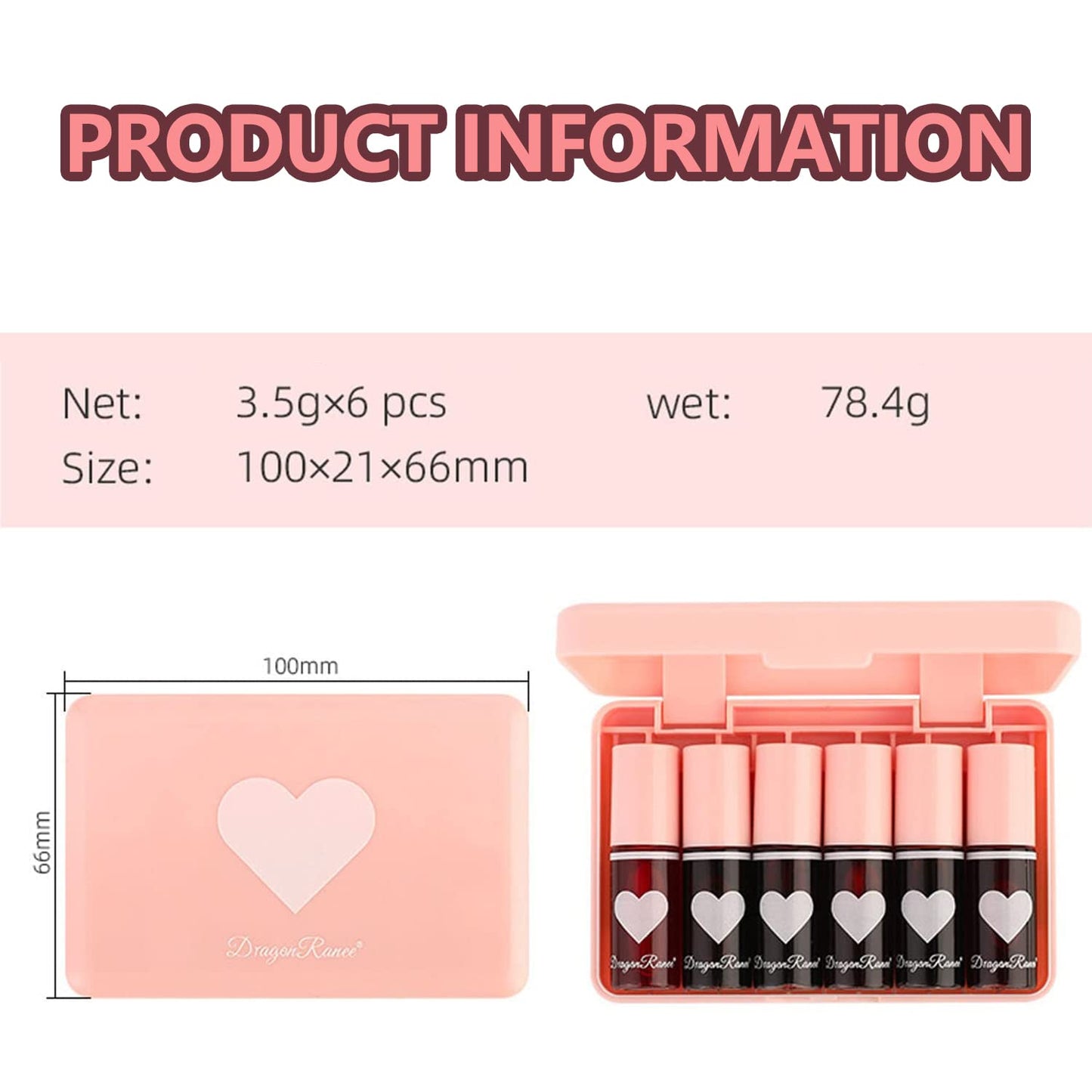 Eakroo 6 Colors Lip Tint Stain Mini Liquid Lipstick, Korean Lip Gloss Moisturizing Natural, Multi-Use Lip and Cheek Tint