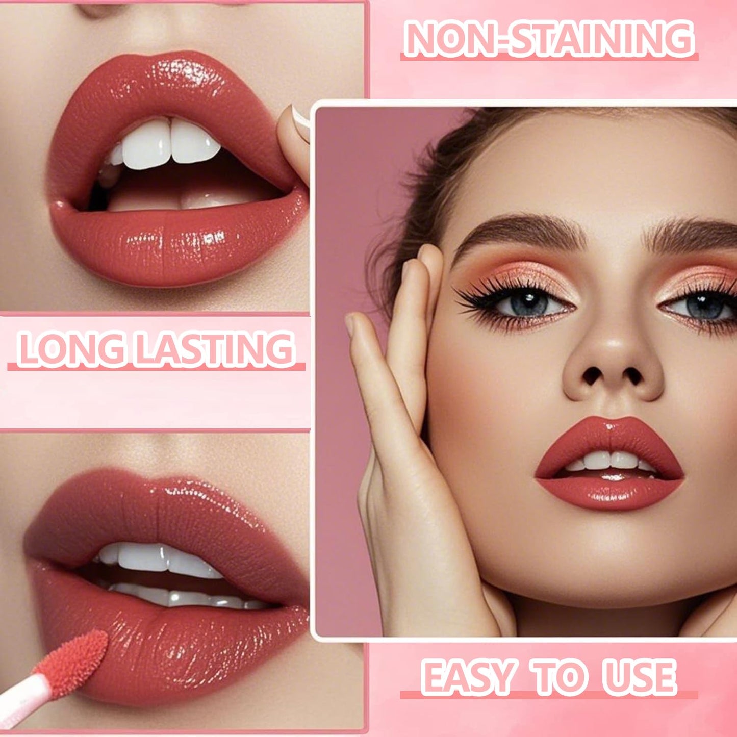 Eakroo 6 Colors Lip Tint Stain Mini Liquid Lipstick, Korean Lip Gloss Moisturizing Natural, Multi-Use Lip and Cheek Tint