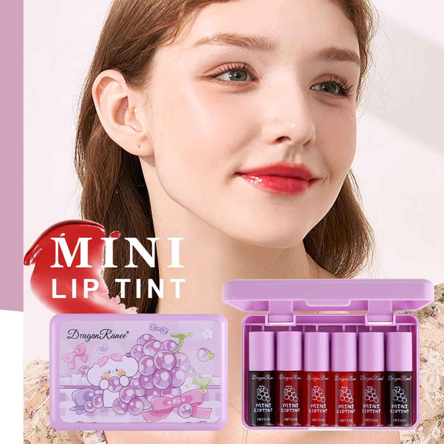 Eakroo 6 Colors Lip Tint Stain Mini Liquid Lipstick, Korean Lip Gloss Moisturizing Natural, Multi-Use Lip and Cheek Tint