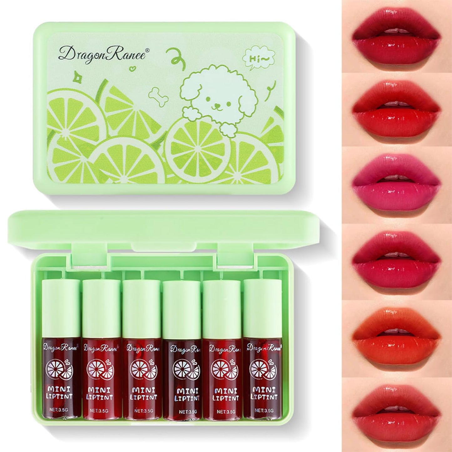 Eakroo 6 Colors Lip Tint Stain Mini Liquid Lipstick, Korean Lip Gloss Moisturizing Natural, Multi-Use Lip and Cheek Tint